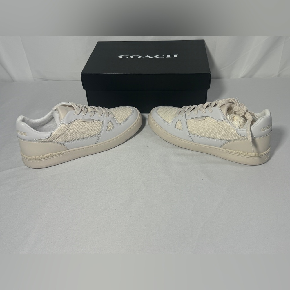 Coach Shoes Clip Court Sneaker Mens Tennis Shoes Chalk Optic White Sz 8 NEW - Picture 4 of 12